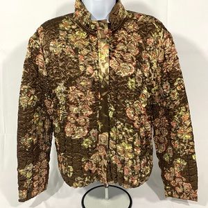Ruby Rd Brown Gold Multi Women’s Crinkle Jacket